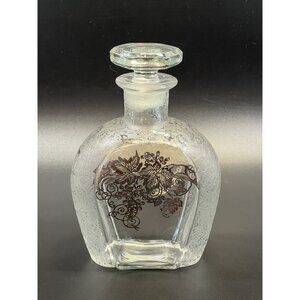Antique Paden City Spring Orchard Scotch Decanter Sterling Silver Overlay  Glows